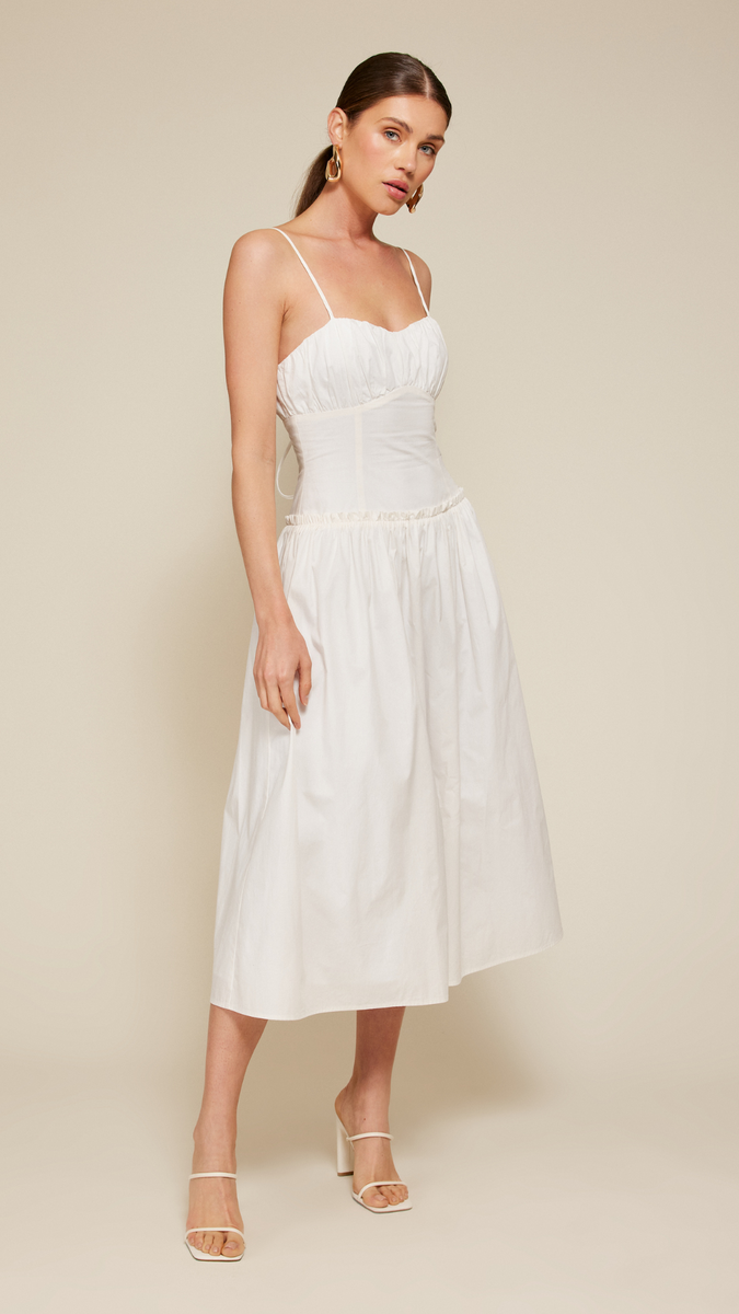 corset midi dress in ivory Odette Corset Midi Dress