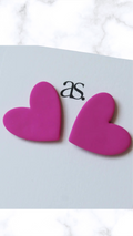 Aylsbury Street Heart Stud Earrings- Hot Pink