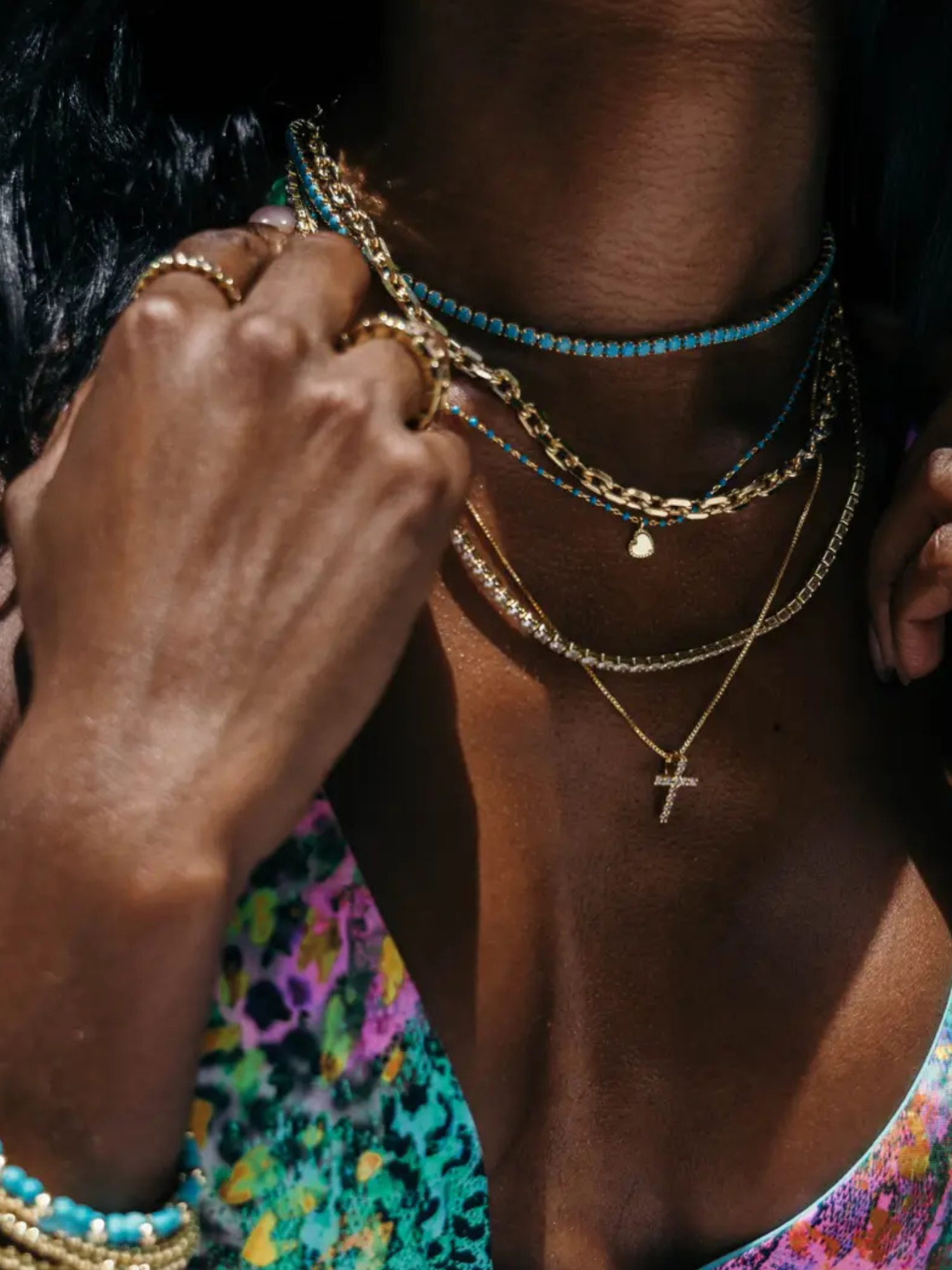 Sahira Chloe Tennis Choker Necklace Turquoise