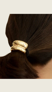 Mini Double Arch Metal Ponytail Hair Tie | Gold