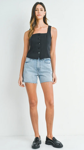 Just Black Denim Longer Length Short- Lt Denim