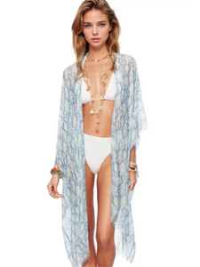 Pool to Party Native Sea Print Luxury Coverup Kimono