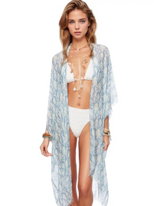 Pool to Party Native Sea Print Luxury Coverup Kimono