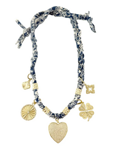 Taryn Multi Charm Bandana Scarf Necklace