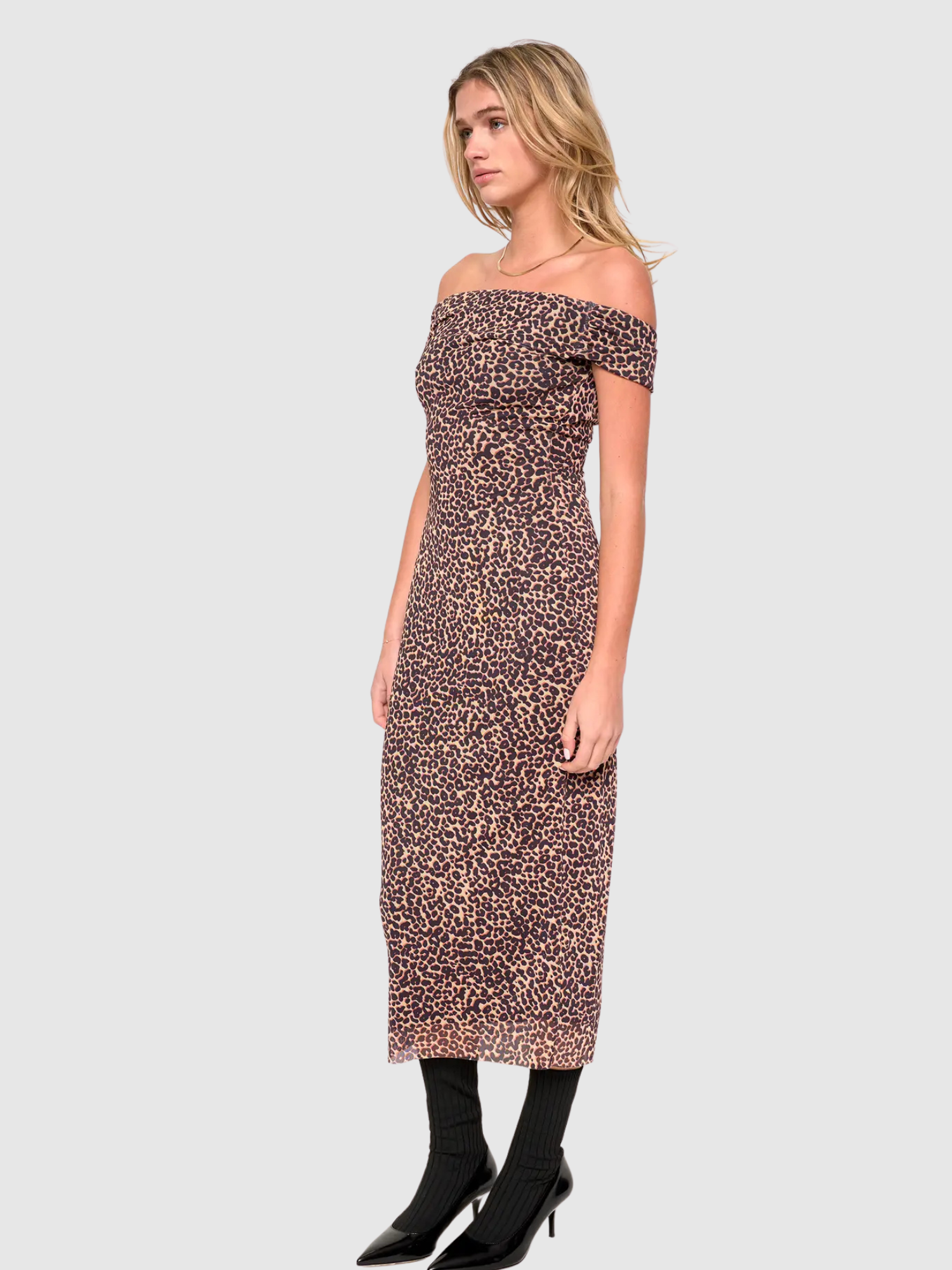 Larissa Mini Leopard Print Off The Shoulder Dress