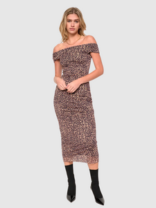 Larissa Mini Leopard Print Off The Shoulder Dress