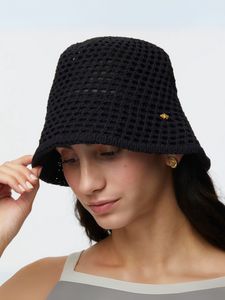 Lele Sadoughi Jet Open Weave Bucket Hat