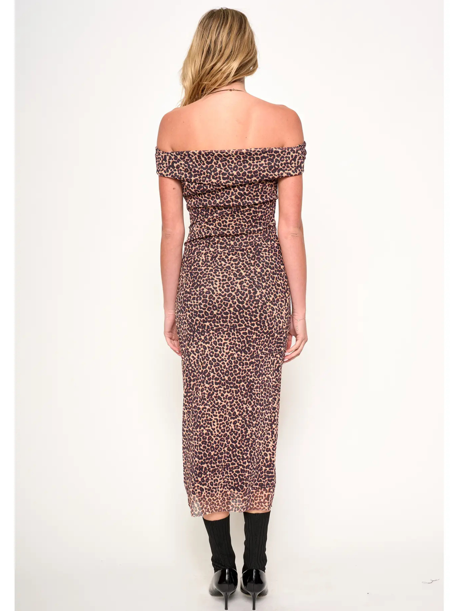 Larissa Mini Leopard Print Off The Shoulder Dress