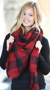 Red and Black Buffalo Check Blanket Scarf