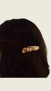 Textured Metal Barrette Hair Clip - Gold