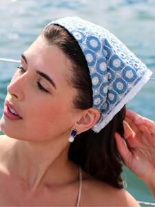 Lele Sadoughi Denim Eyelet Jackie Hankerchief Headband