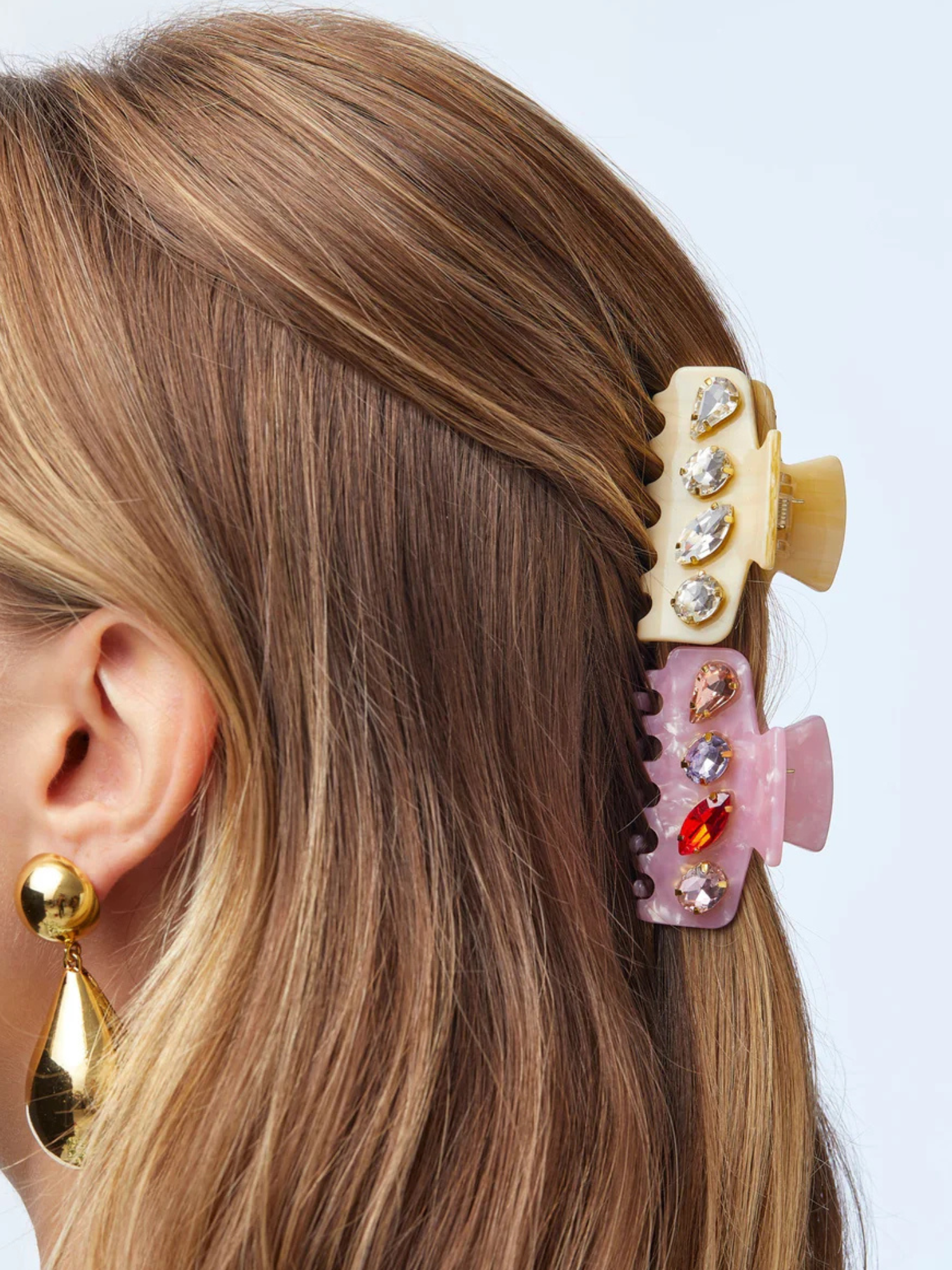 Lele Sadoughi Rhubarb Mini Crystal Claw Clip