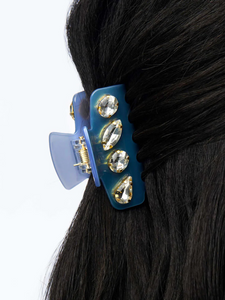 Lele Sadoughi French Blue Mini Crystal Claw Clip