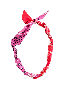 Knotted Carley Pink and Red Bandana Scarf Necklace