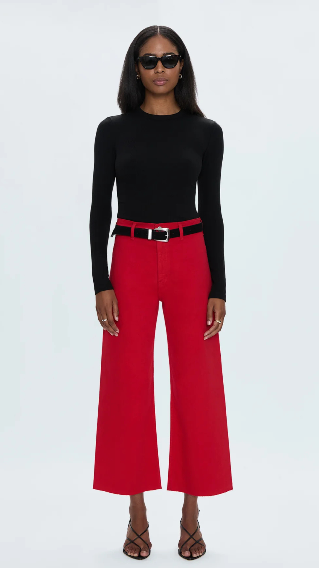 Pistola Penny Crop High Rise Wide Leg in Ruby