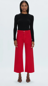 Pistola Penny Crop High Rise Wide Leg in Ruby