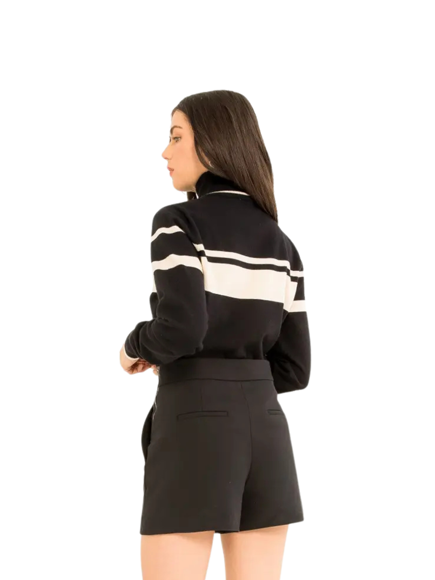 Chelsea Striped Mock Neck Sweater