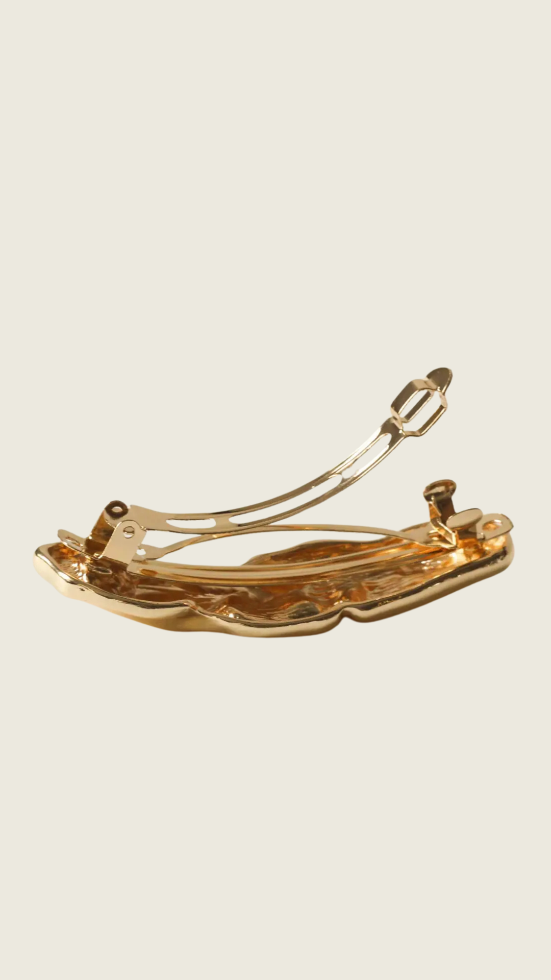 Textured Metal Barrette Hair Clip - Gold