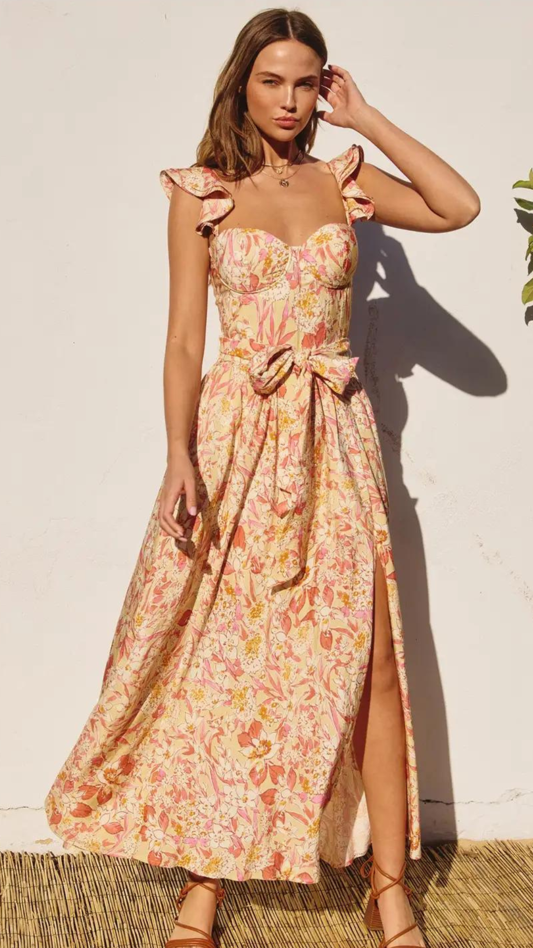 Corset Flutter Maxi Dress