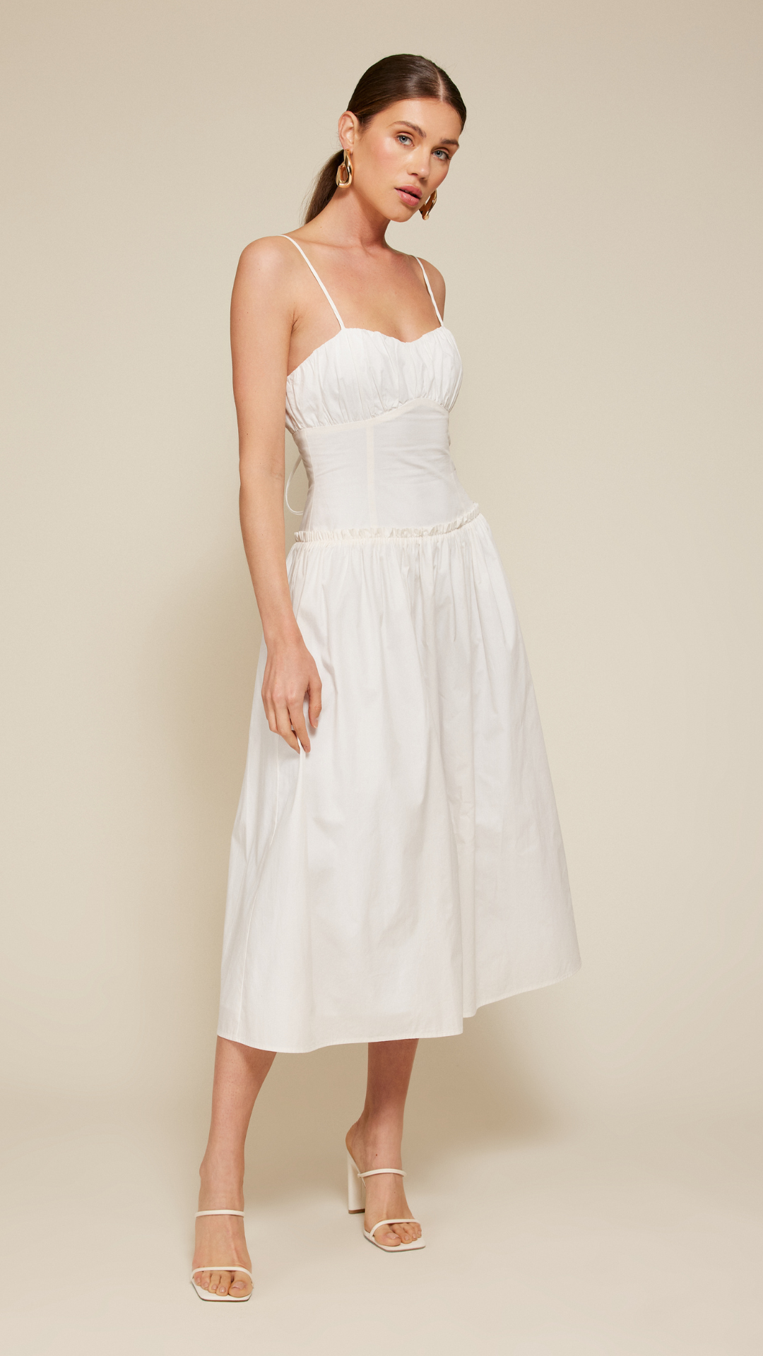 Line + Dot Maison Corset Midi Dress- Ivory