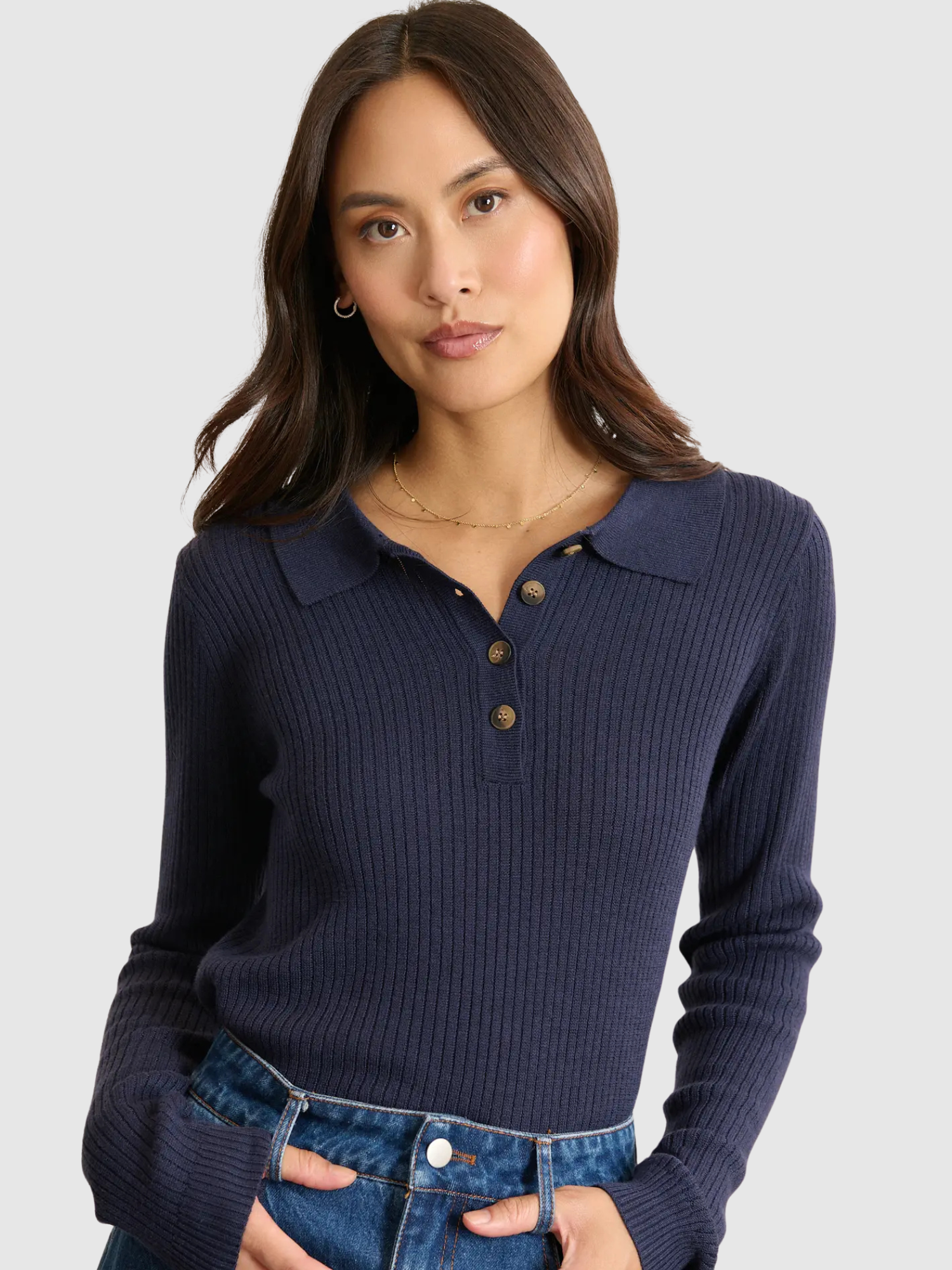 Billie Knit Long Sleeve Polo