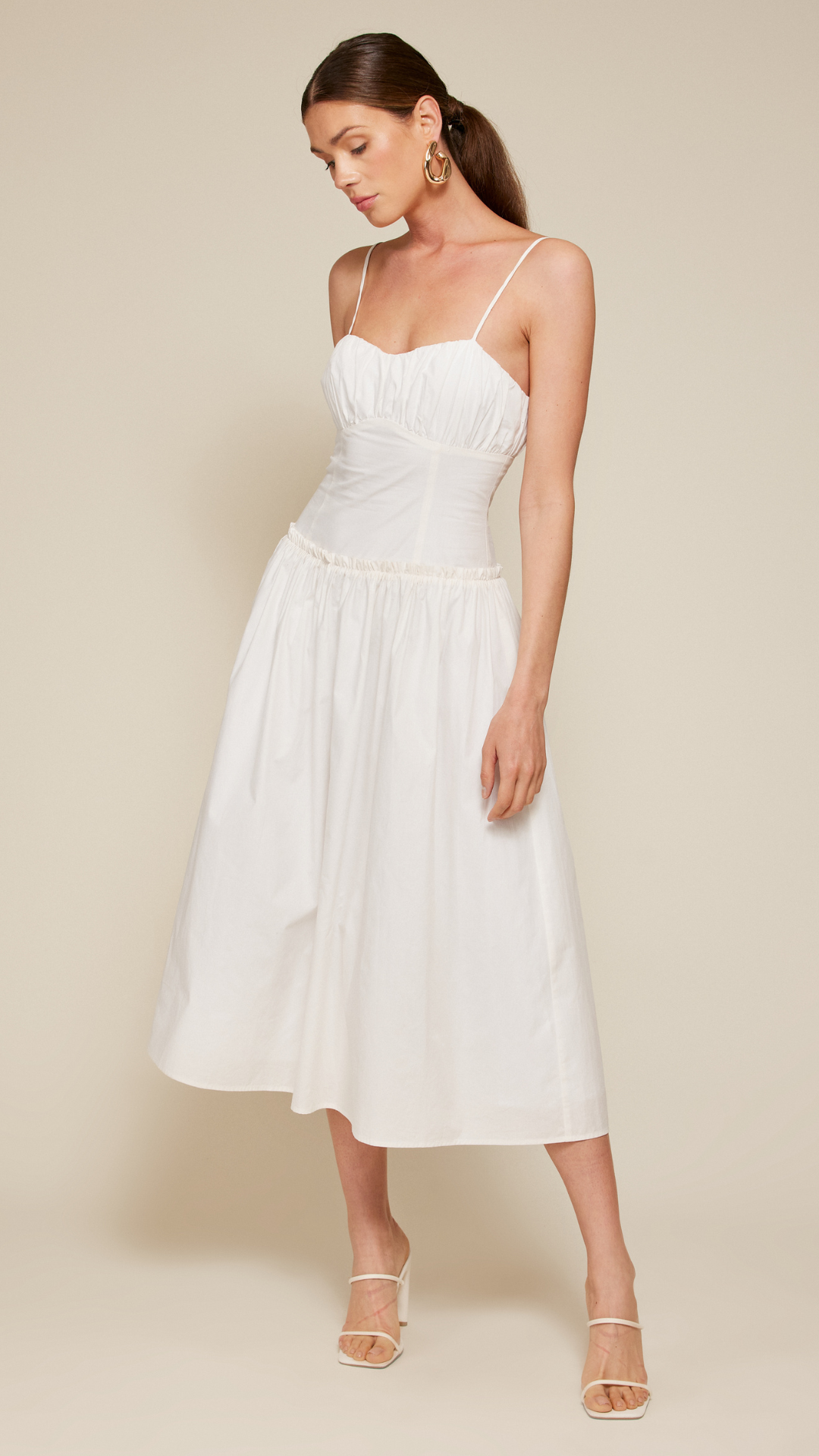 Line + Dot Maison Corset Midi Dress- Ivory