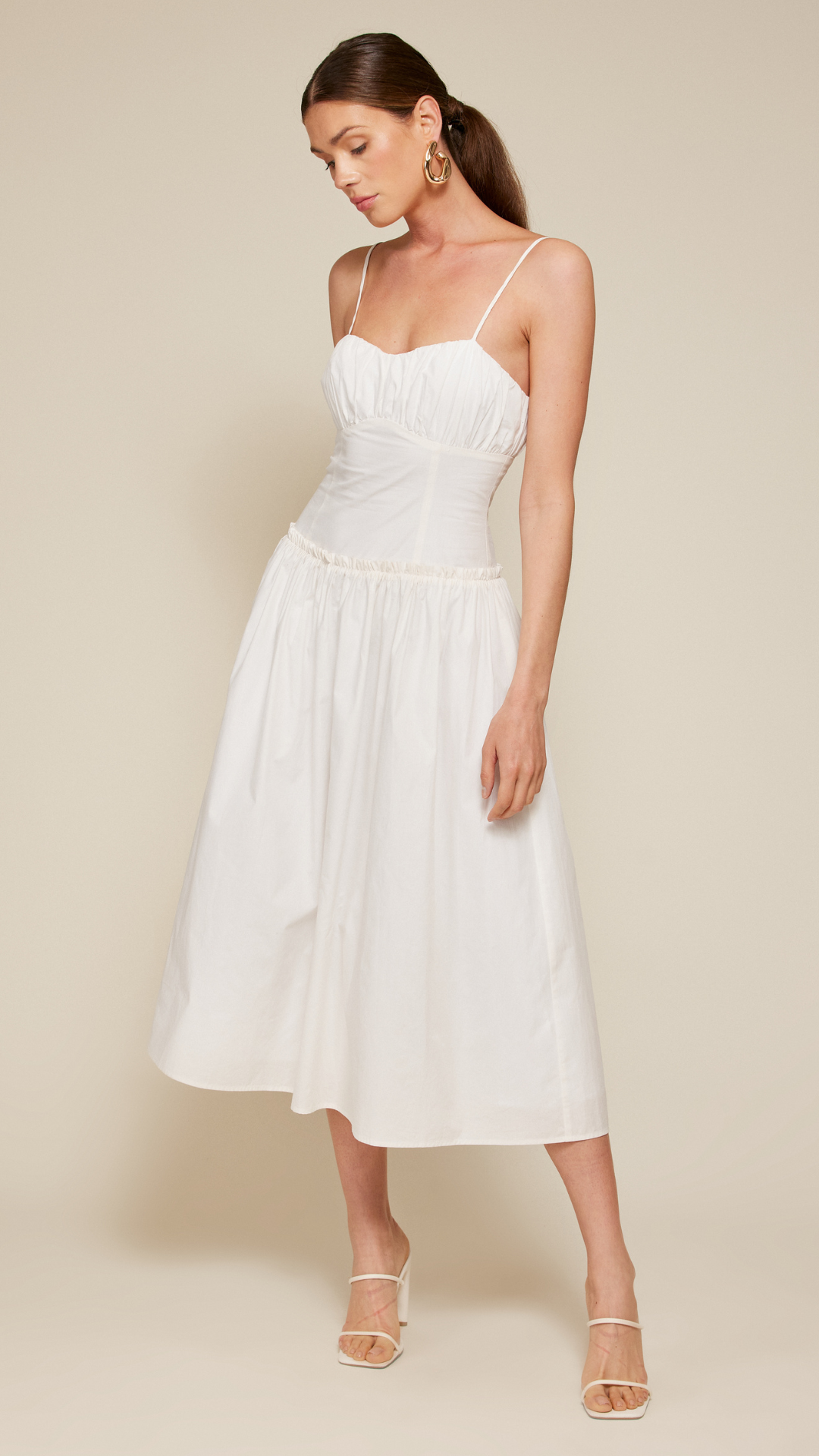 Line + Dot Maison Corset Midi Dress- Ivory Mod39 Line + Dot Maison Corset Midi Dress- Ivory Mod39