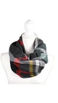 Infinity Scarf - Charcoal Red & Green