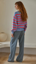 Davis Striped Sweater Denim Fuchsia