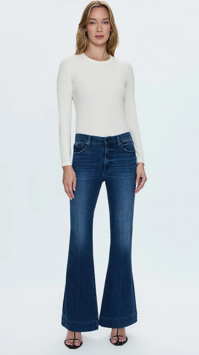 Kinsley Mid Rise Ultra Flare Jean - Jet Black