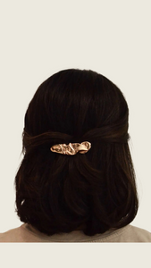 Textured Metal Barrette Hair Clip - Gold