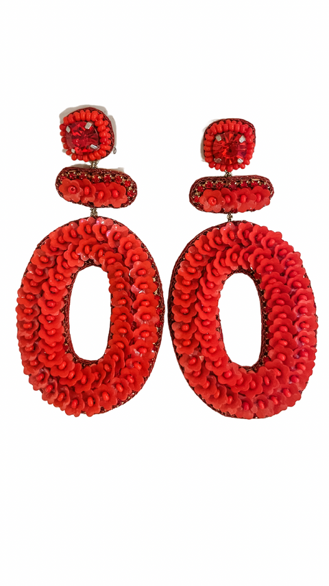 Deepa Gurnani Britt earrings Black and Red