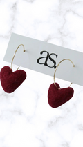 Aylsbury Street Fuzzy Heart Earrings - Red