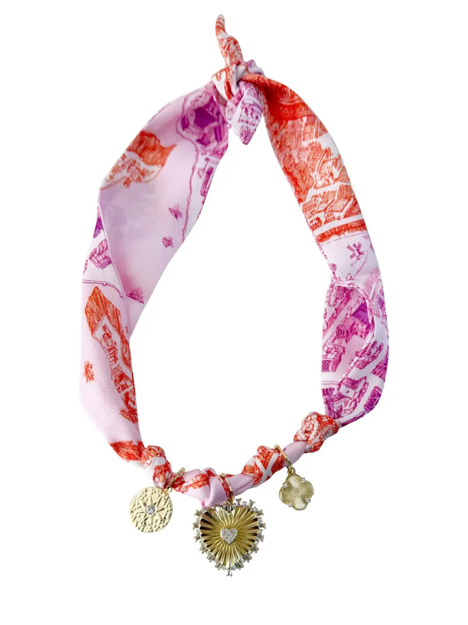 Veronica Multi Charm Bandana Scarf Necklace