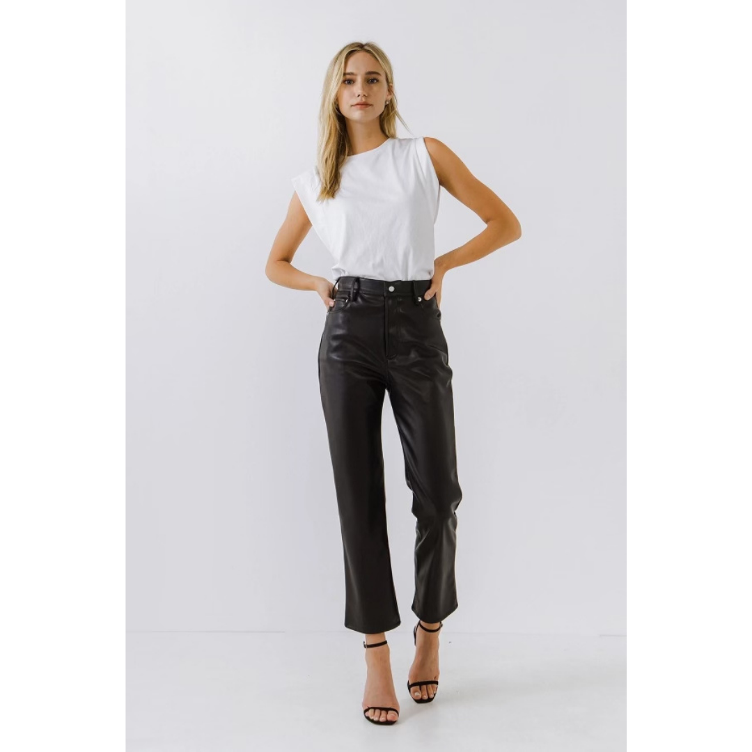Grey Lab Faux Leather Pants