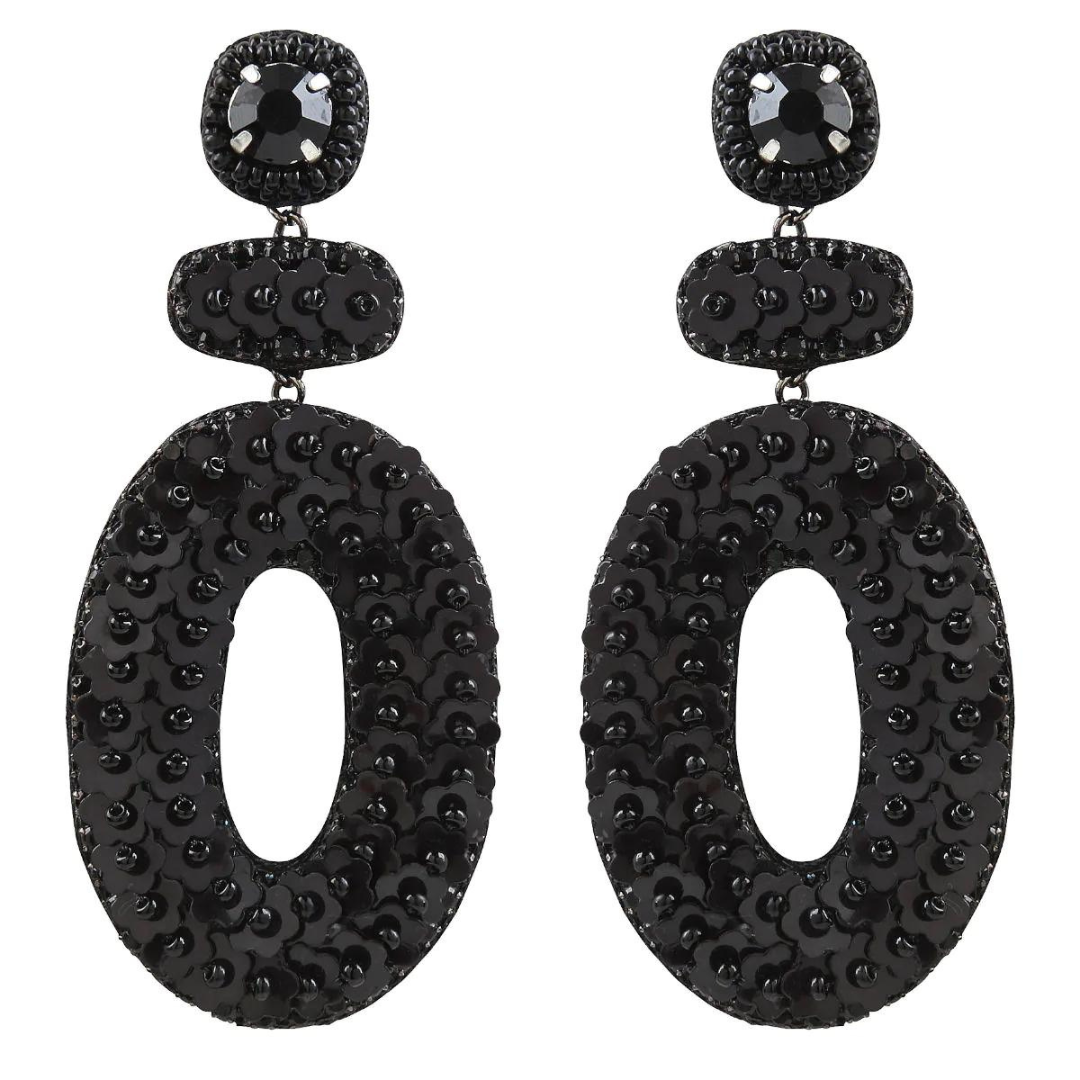 Deepa Gurnani Britt earrings Black and Red