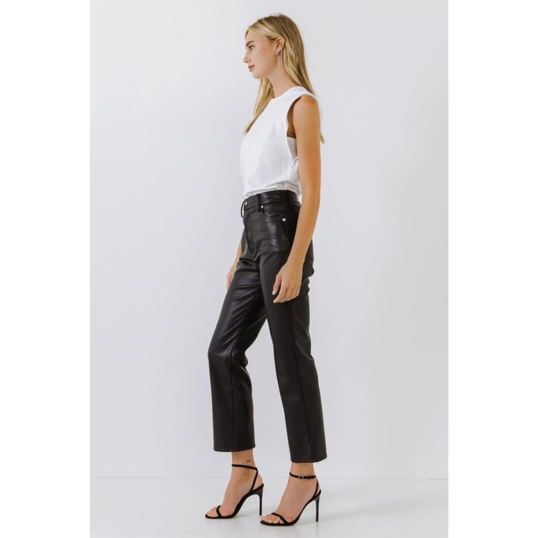 Grey Lab Faux Leather Pants