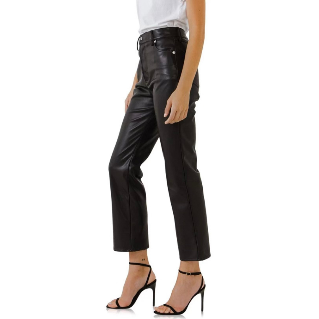 Grey Lab Faux Leather Pants