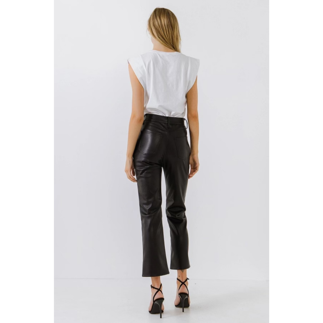 Grey Lab Faux Leather Pants