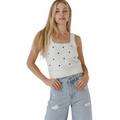 English Factory Dot Embroidered Sweater Tank White/Black