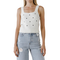 English Factory Dot Embroidered Sweater Tank White/Black